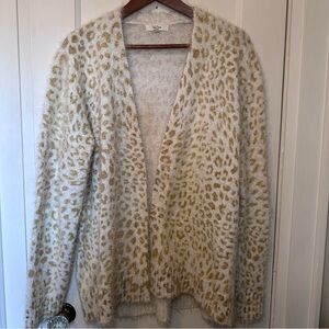 Anthropologie Peyton Primrose Cream & Tan Cheetah Print Open Front Cardigan